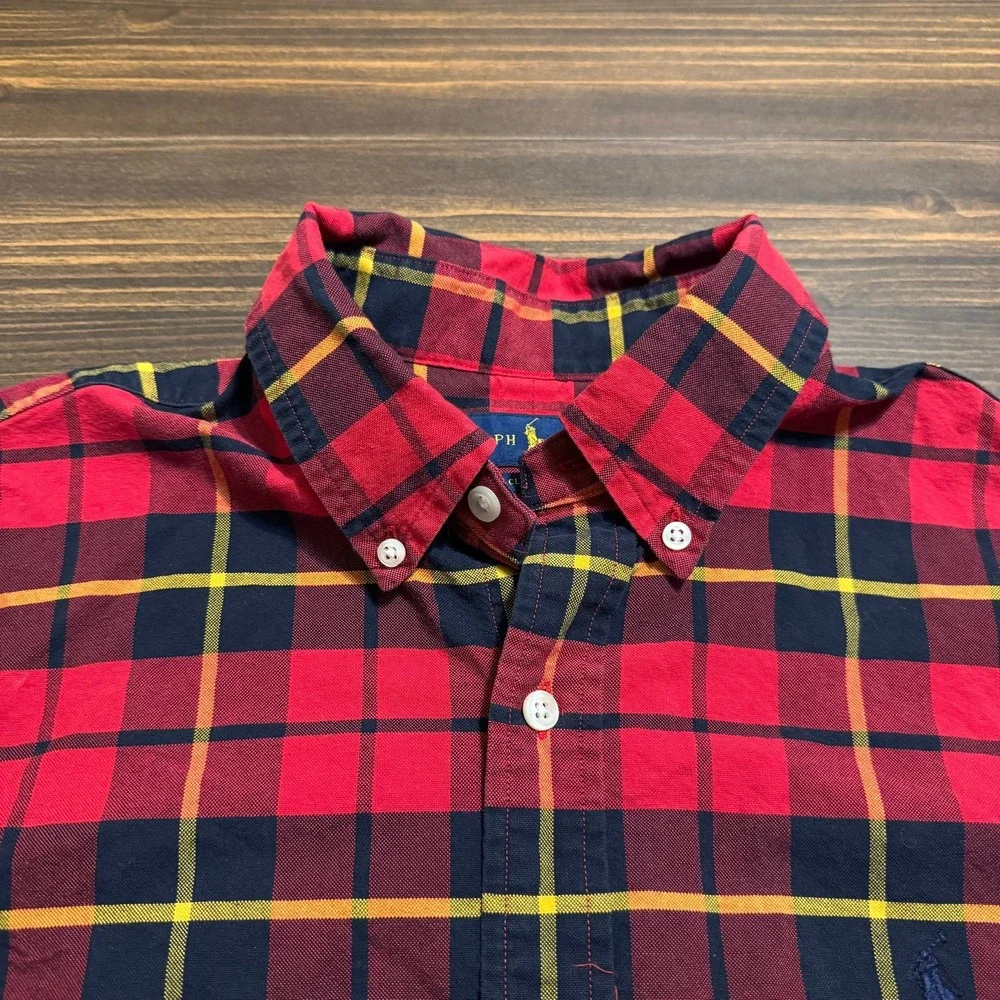 Polo Ralph Lauren Casual Button Down Shirt Mens M Preppy Long Sleeve Flannel Red
